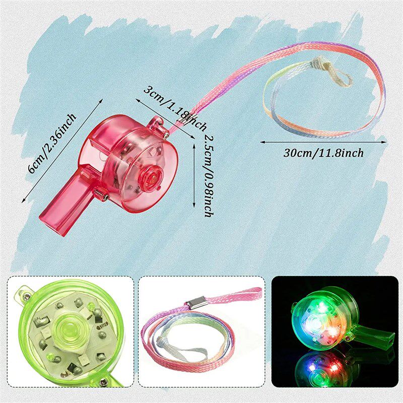 18pcs LED Light Up Whistle Glow Luminous Whistles Toys Bulk