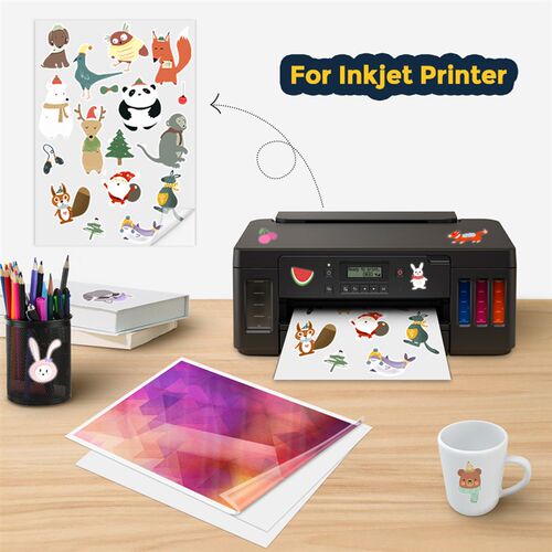 100Sheets A4 Transparent Printable Vinyl Sticker Paper 210*2