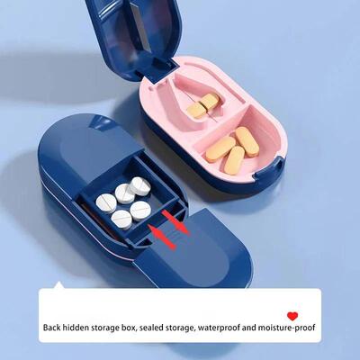 Pill Cutter With Invisible Storage Box Portable 2 In 1 Mini