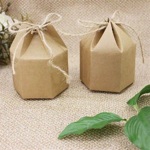 50pcs Creative Kraft Paper Candy Gift Boxes Lantern Hexagon