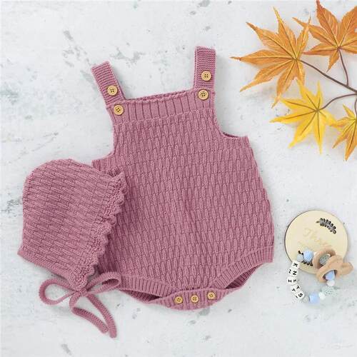 Baby Spring Autumn Clothes Set Knitted Romper Triangle Crotc