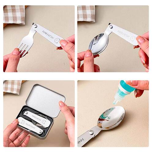 3Pcs/Set Portable Foldable Dinnerware Set 304 Stainless Stee
