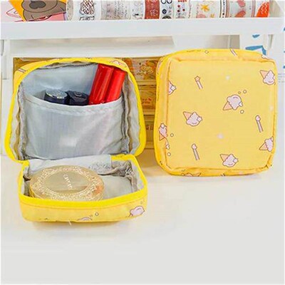 Women Small Cosmetic Bag Set Zipper Girls Mini Sanitary Napk