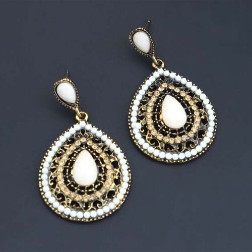 Exknl Long Ethnic Luxury Dangle Vintage Red Boho Big Crystal