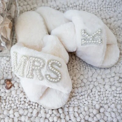 Customized Personalized Mrs Slippers Bridal Shower Wedding E
