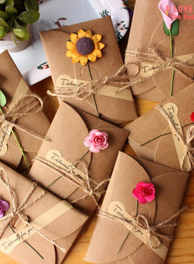 5pcs Mini Envelope Vintage DIY Kraft Paper Invitation Greeti