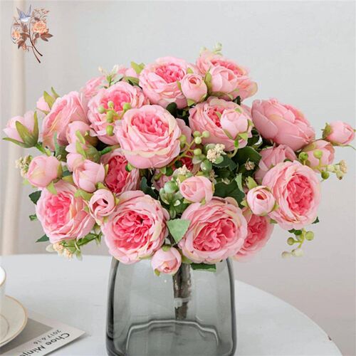 Artificial 5 Head Persian Rose Bouquet Fake Plant Peony Flow