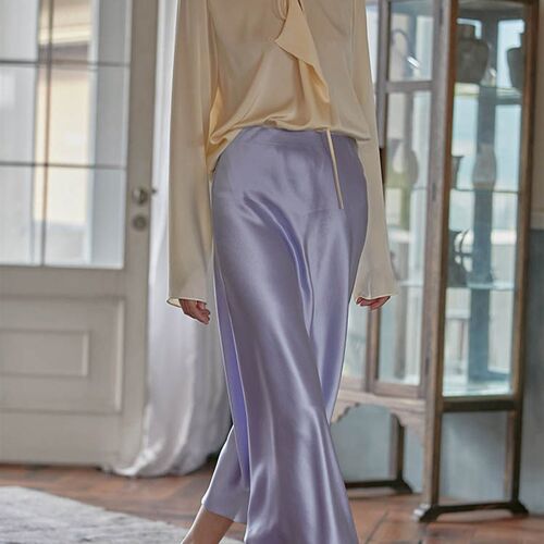 Elegant Side Split Skirt Women Summer High Waist Midi Skirts