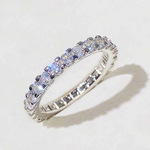 Huitan Fashion Contracted Womens Ring Thin Full Paved Round