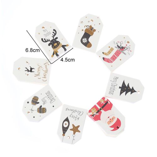 50PCS Christmas Labels Kraft Tag Kraft Paper Hang Tags Party