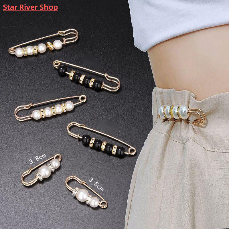 6pcs 4pcs/set Pearls Brooch Tightening Waistband Pin Smaller