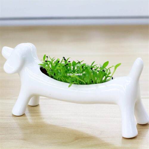 Dog Shape White Ceramic Nursery Pots Plant Flower Pot Plante