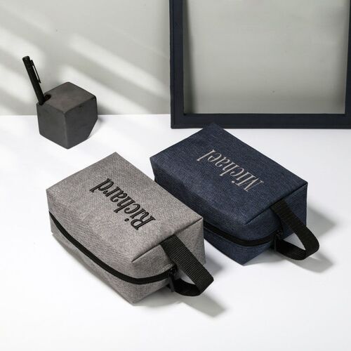 Personalized Mens Square Storage Makeup Bag Custom Embroide