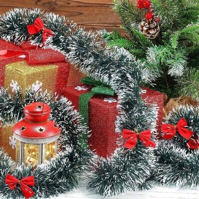4/1Pcs Christmas Ribbon Garland Xmas ree Foil Pull Flower Ri