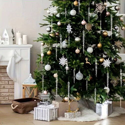 12/24/36pcs Crystal Clear Christmas ree Ornaments Icicle Dec