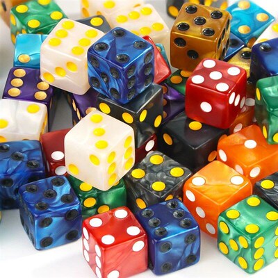 6-Sided Game Dice 16mm Marble Acrylic D6 Dice Set for DND, R