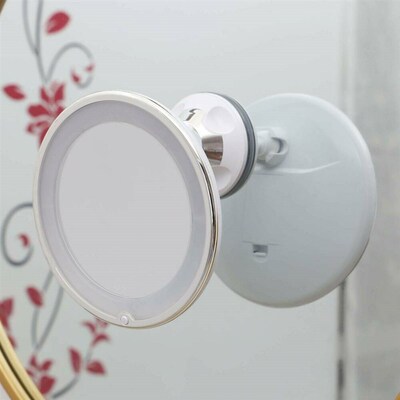 Makeup Mirror With 10X LED Suction Cup Shower Shave Cosmetic