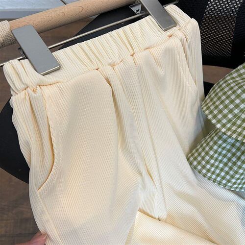 2025 Summer Girls Set Grid Suspender Vest Tops Wide Leg Long