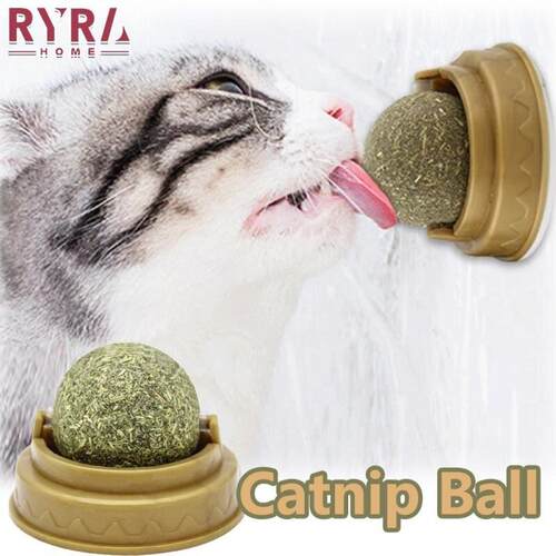 1PC Natural Catnip Cat Wall Stick-on Ball Toy Treats Healthy