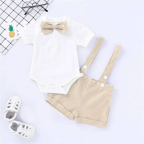 0-24 Months Newborn Baby Boy men Clothes Set Bowtie Short Sl