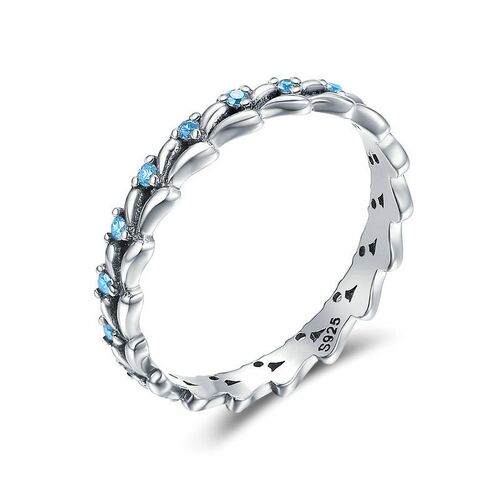 Karochi Wave Surround Aquamarine Zircon Womens Ring