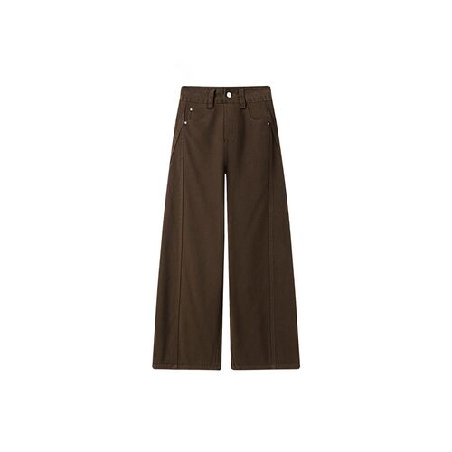 Curry Color Wide Leg Jeans Women Plus Velvet Fat Sister Pear