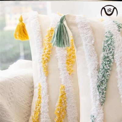 Floral Tufted Cushion Cover Multi-color Decorative Pillow