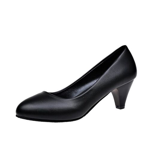 Simple Chunky Heel Work Shoes for Women Big Size Round Toe 2