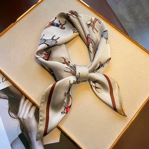 Print 70cm Silk Satin Headkerchief Women Luxury Design Neck