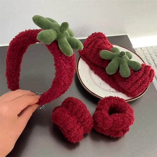 2pcs/set Strawberry Face Wash Hair Bands Hair Bands for Girl