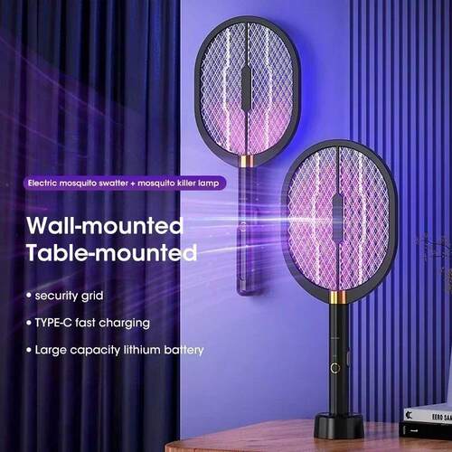 Electric Mosquito Swatter with UV Light, Rechargeable 3000V