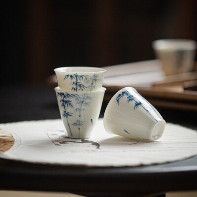 Jade clay blue and white bamboo sample tea cup kung fu tea s