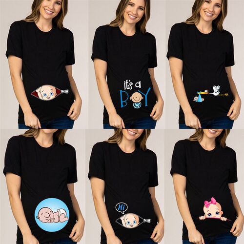 Pregnant Women Maternity Clothes Baby Print Pregnant Funny T
