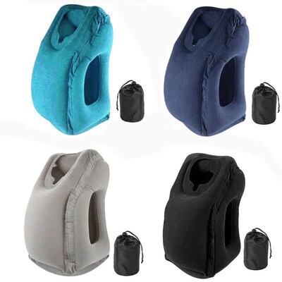 PVC Inflatable Air Travel Pillow Portable Headrest Chin Supp