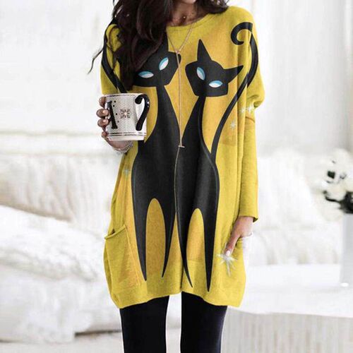 Autumn and winter 2022 new long hoodless sweatshirt, 3D prin