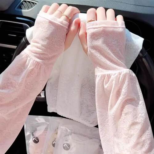 Breathable Thin Lace Ice Silk Sleeves Anti-UV Flower Sunscre