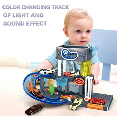 Children Rail Car Toys Simulation Parking Lot Car Wash Model
