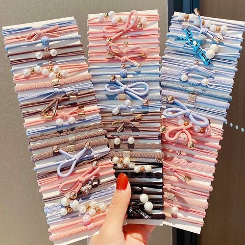 8/12/20/25Pcs/Set Women Elegant Colorful Pearl Elastic Hair