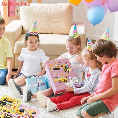 16Sheets Construction Truck Stickers Kit DIY Engineering Veh