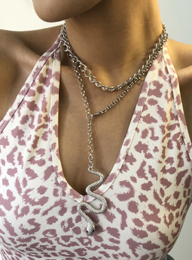 Exaggerated multi-layer chain Zodiac Snake Pendant creative