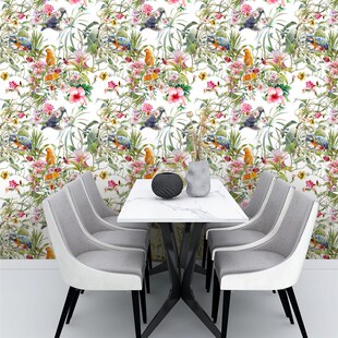 Peel And Stick Forest Floral Parrot Wallpaper Green/Yellow/P