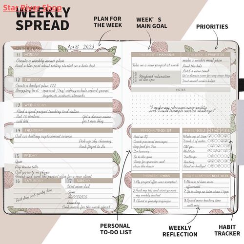 A5 Weekly plan Monthly Plan lattice grid notebook planner