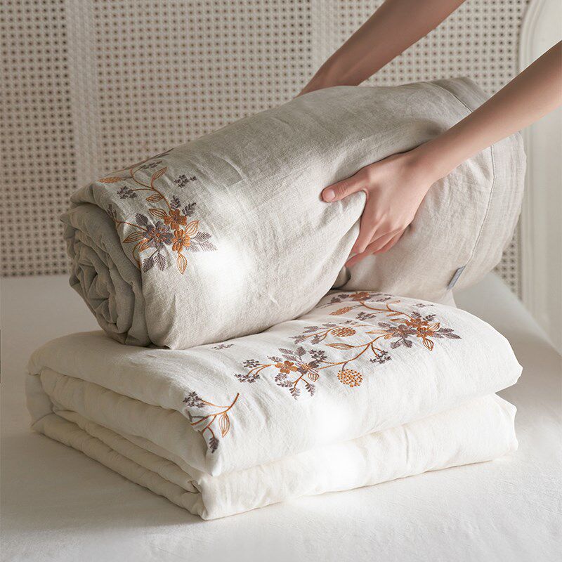 夏季汉麻亚麻绣花夏凉被空调被单人纯麻夏被人雨露麻薄被可机洗,床上用品,化纤被,淘宝优惠券,粉丝福利购,淘宝优惠卷