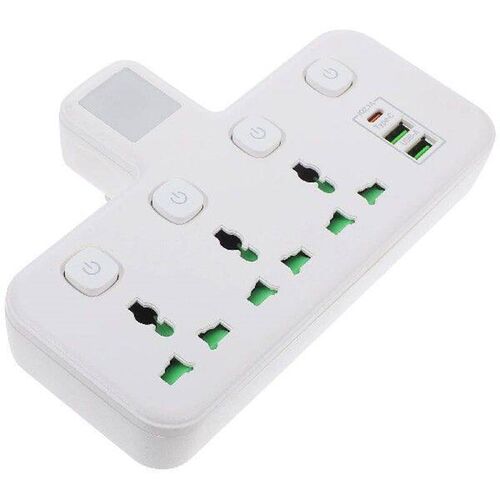 Row of Sockets Flat Plug Extension Cord Compact Usb Power