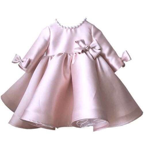 Pink Princess Dress Long Sleeve Girls Dress Satin Piano Com