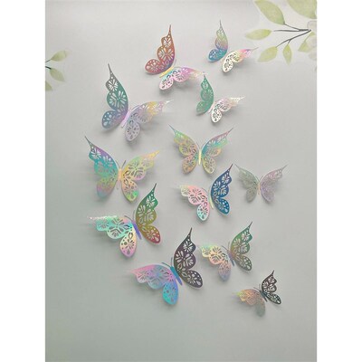 12 Pieces 3D Hollow Butterfly Wall er Bedroom Living Room Ho