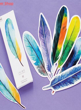 30pcs/pack Feather Shape Box Set Bookmark Stationery Paper R