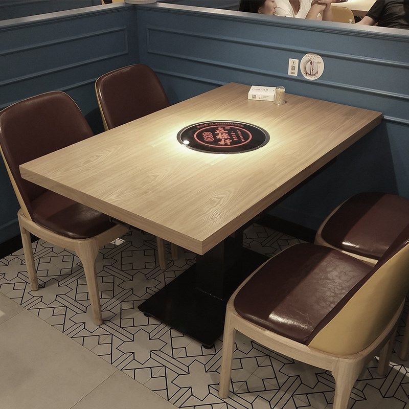 多层板桌面烤肉炉桌子餐厅商用烧烤桌定制加厚免费开孔木制餐桌椅,商业/办公家具,烤肉桌,淘宝优惠券,粉丝福利购,淘宝优惠卷