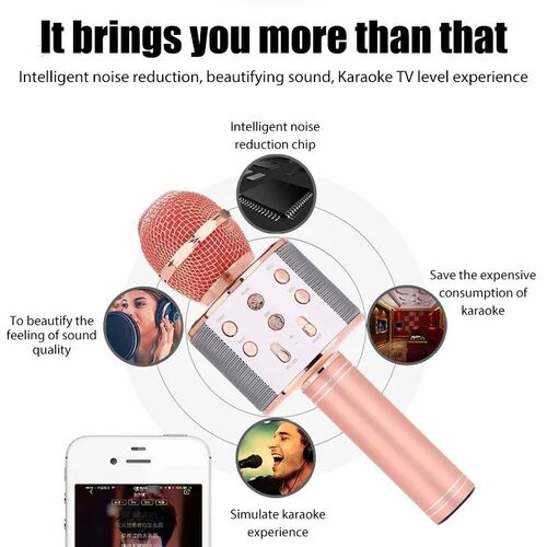 WS858 Karaoke Microphone for Kids Singing 5 in 1 Wireless Bl