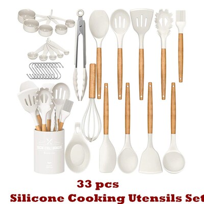 Silicone Cooking Kitchen Utensils Spatula Set Utensils